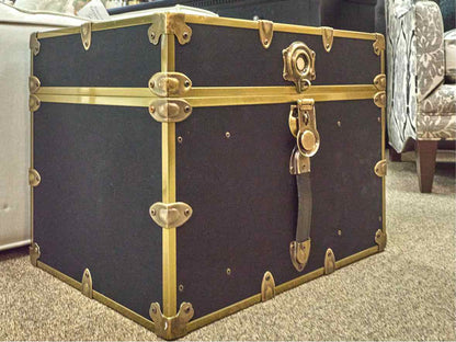 PB Teen 24" Dorm Trunk in Black Canvas and Rubbed Brass