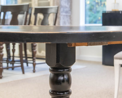 Maple Black Finish Distressed Drop Leaf Pedestal Table