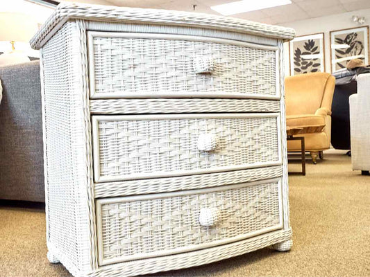 Small Bowfront Chest in White Wicker