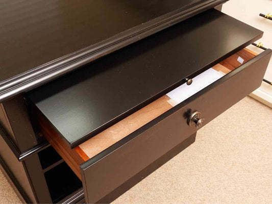 Pair Of Pottery Barn  Black Finish 1 Drawer & Shelf Nightstand Chests