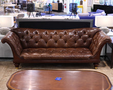 Baker tufted Leather Sofa w/ Nail Head Trim