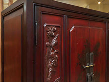 Asian Red Finish 2 Door,2 Drawer,2 Shelf Accent Chest