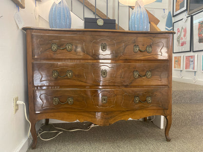 French Style Chestnut 3 Drawer Chest with Brass Wreath & Laurel Handles