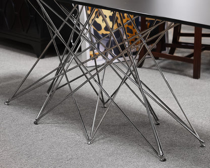 Bonaldo OCTA Dining Table with Black Satin Glass Top on Chrome Web Pedestal