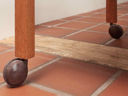 BRDR Furbo Danish  Mid Century Teak 2 Tier  Rolling Serving  Cart