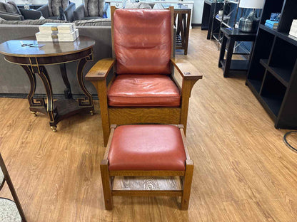 Stickley Bow Arm 'Morris' Chair + Ottoman