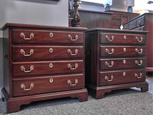 Pair of  Henkel Harris Solid Mahogany Bedside Chests with Brass Pulls
