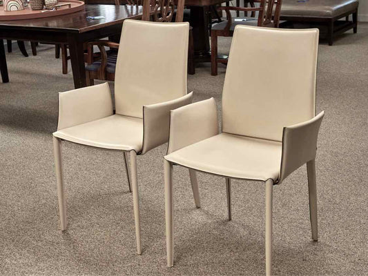 Pair of Bontempi Casa Linda Leather Arm Chairs in Cream