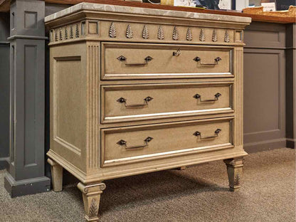 Marge Carson Stone Top Accent Chest in Cream and Silver