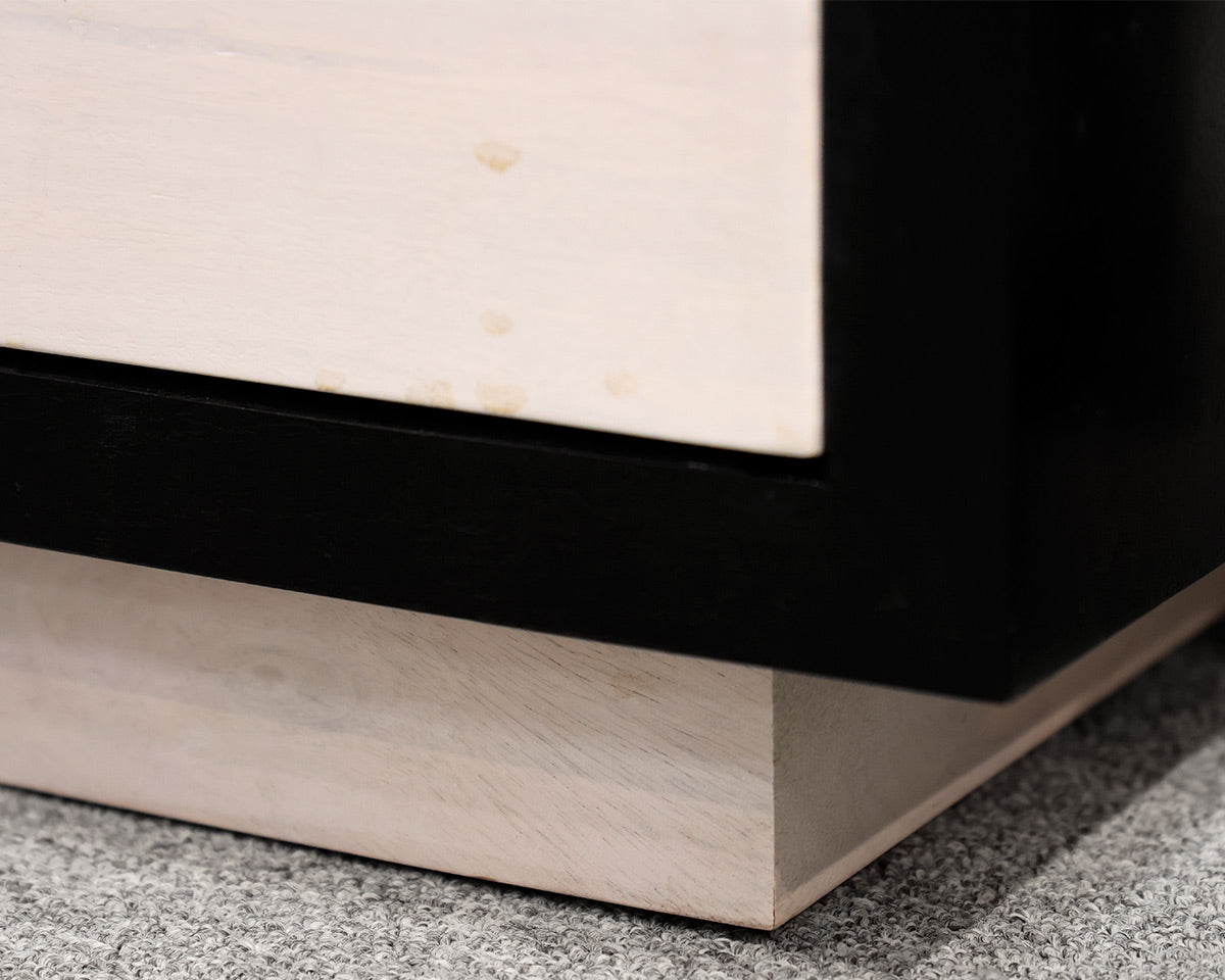 Pair of CB2 Beaufort 30" Whitewashed Wood 2-Drawer Nightstand