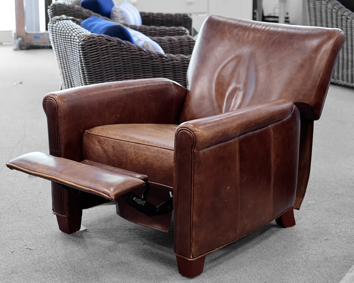 Pottery Barn Brown Leather Recliner