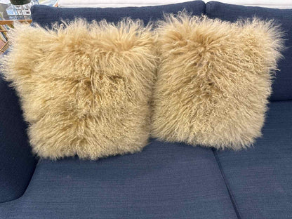 West Elm Pair of Mongolian Lamb Accent Pillows