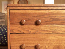 Oak 5 Drawer Chest with Double Wood Knobs