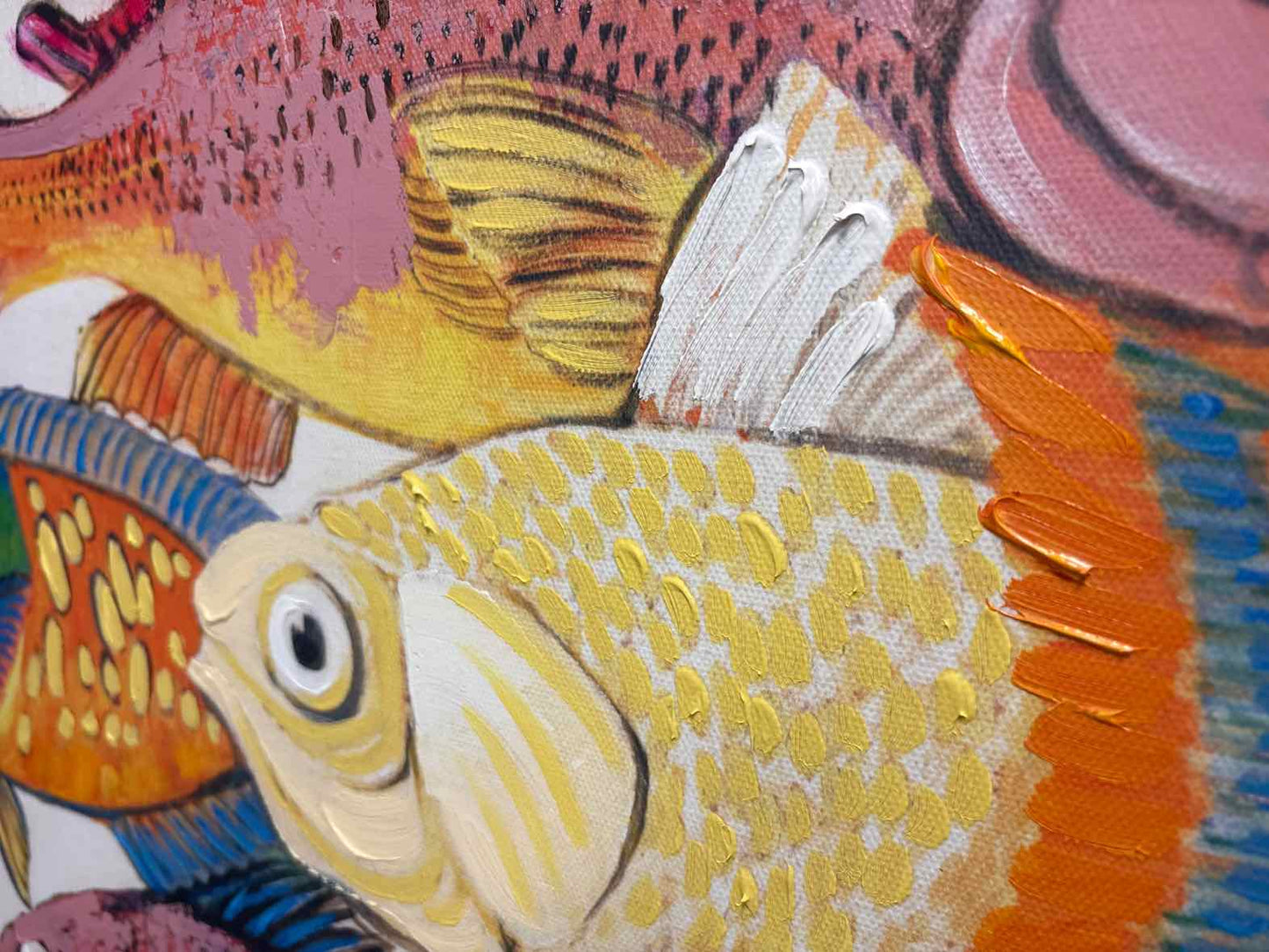 Set of Two Colorful Tropical Fish Paintings