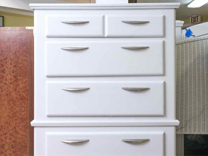 Global Furniture 'Cottage White' Custom Finish 5 Drawer Chrome Handles  Chest