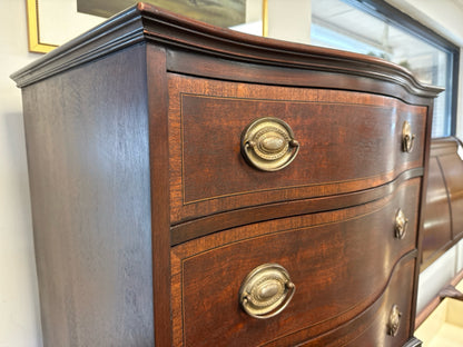 Mahogany Serpentine 7 Drawer Chest on Chest