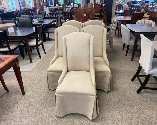 Set of Five Wingback Dining Chairs in Oatmeal
