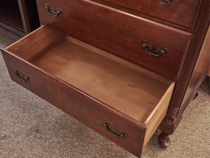 Mahogany Chippendale Style Chest w/5 Drawers & Brass Hardware