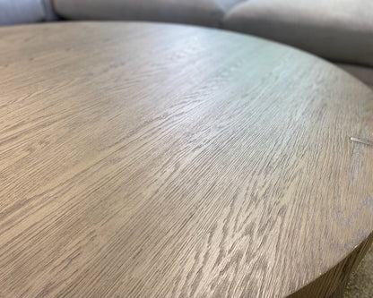 RH Verrazano Round Cocktail Table in Drifted Grey Oak Finish