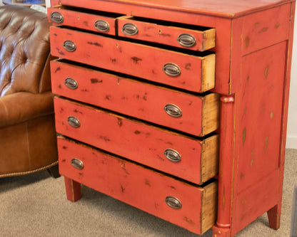 Antique Federal Chest in Barn Door Red Finish