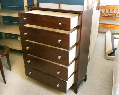 Birch with Mahogany Finish 5 Drawer Chest