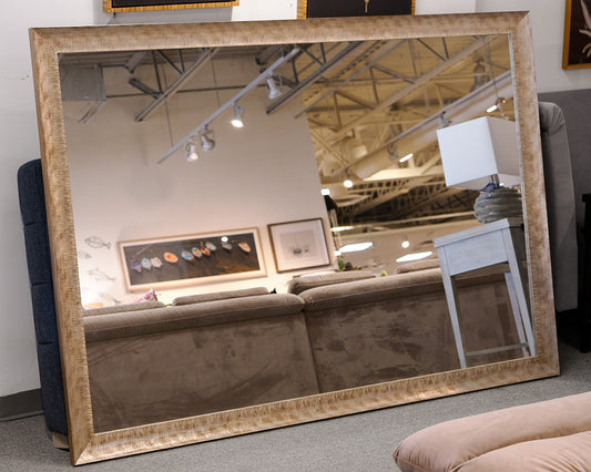 Horizontal Mirror w/ Textured Wooden Frame