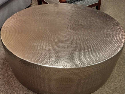 Global Views Large Izmir Hammered Cocktail Table in Nickel Finish