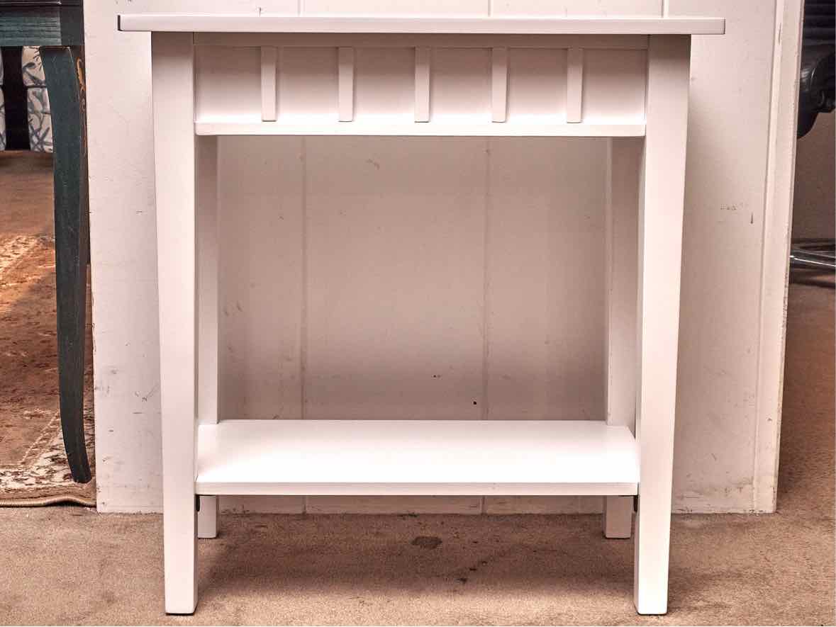 White Finish With  Lower Shelf Side Table