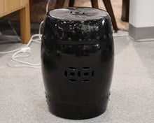 Ceramic Garden Stool in Glossy Black