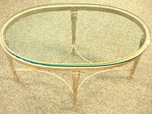 Oval Cast Iron Cocktail Table with Glass Top
