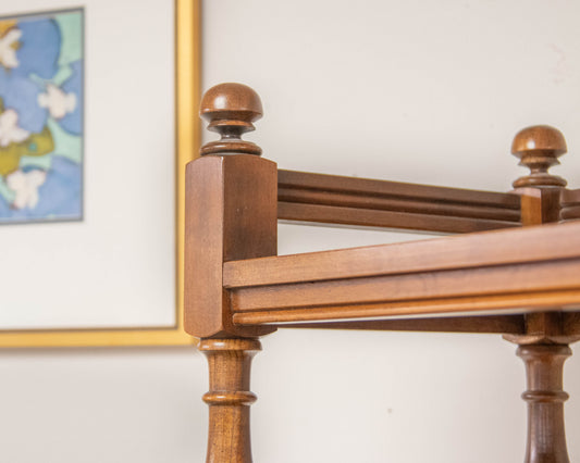 Walnut Six Tier Etagere On Turned Spindle Columns