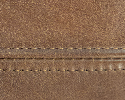 Boston Interiors Brown Leather Tightback 3-Cushion 77" Sofa