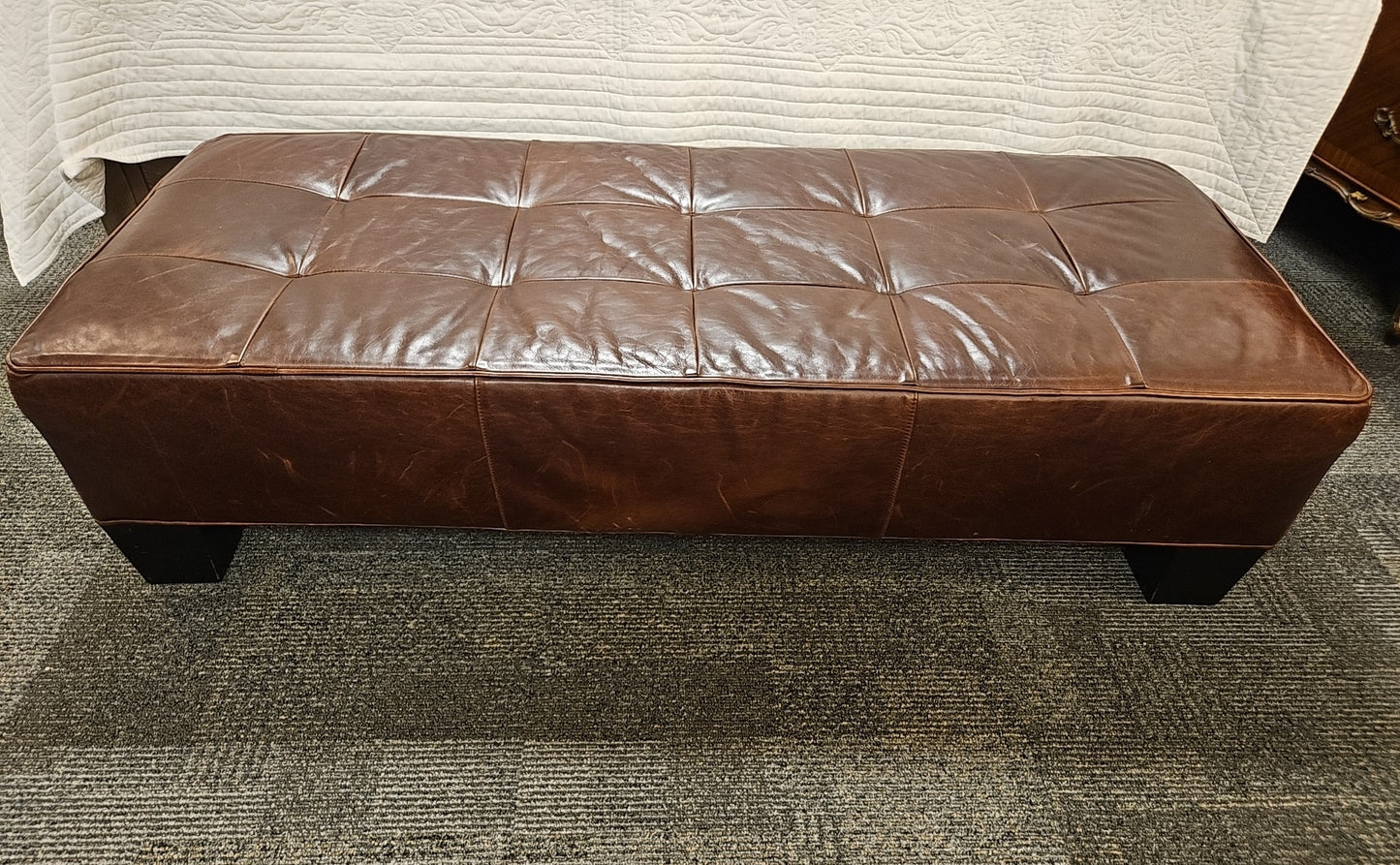 Crate & Barrel Chocolate Leather Ottoman