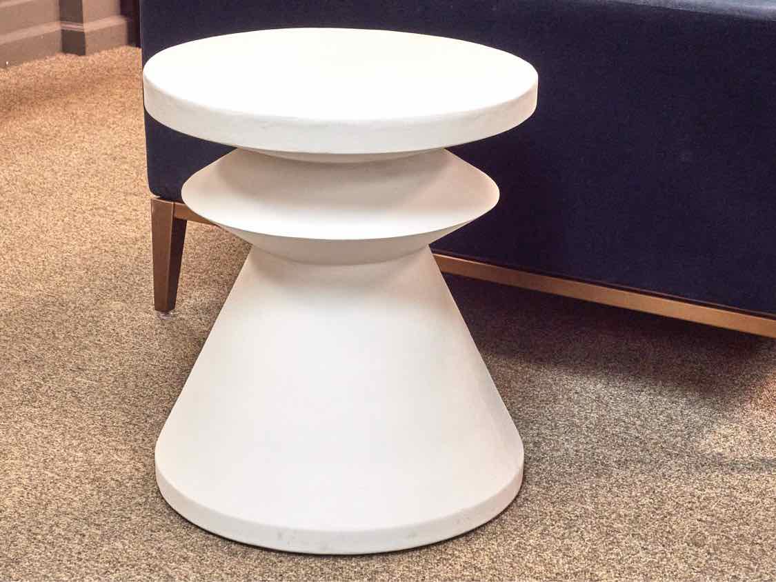 White Contemporary Geometric Side Table