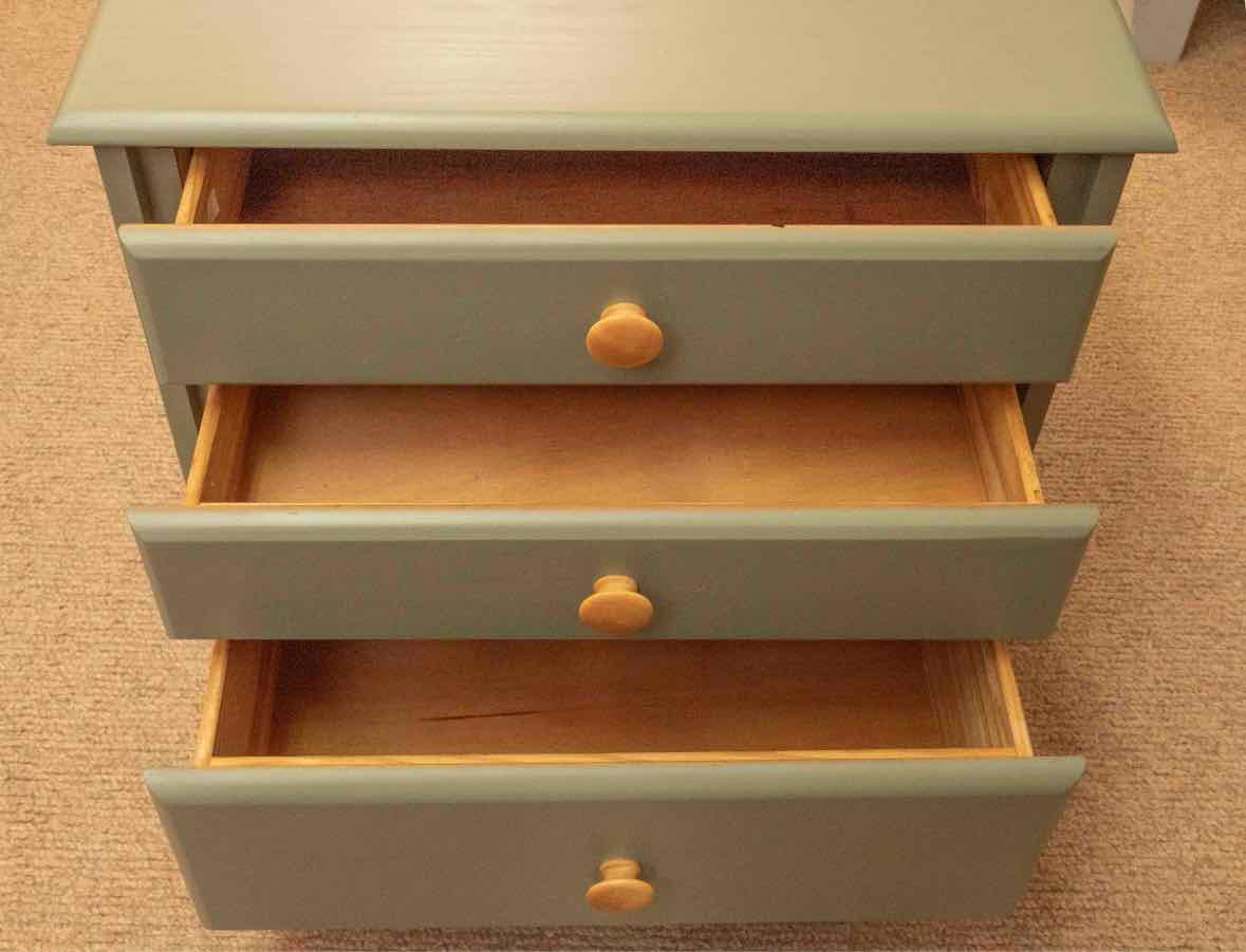 Pair of Eucalptus Green Finish 3 Drawer Nightstands