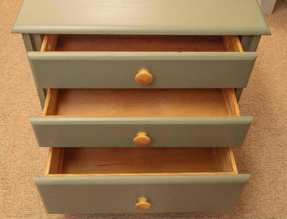 Pair of Eucalptus Green Finish 3 Drawer Nightstands