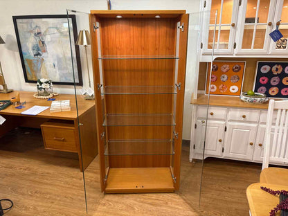 Lighted Teak Display Cabinet