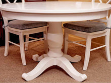 White Finish Round Pedestal Table &  4 X Back Chair Set