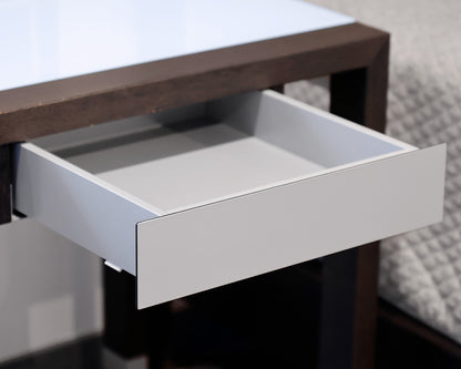 Ligne Roset Lumeo Desk in Wood, Frosted Glass and Steel