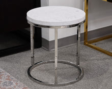 Restoration Hardware Nicholas Side Table in White Marble and Stainless Steel