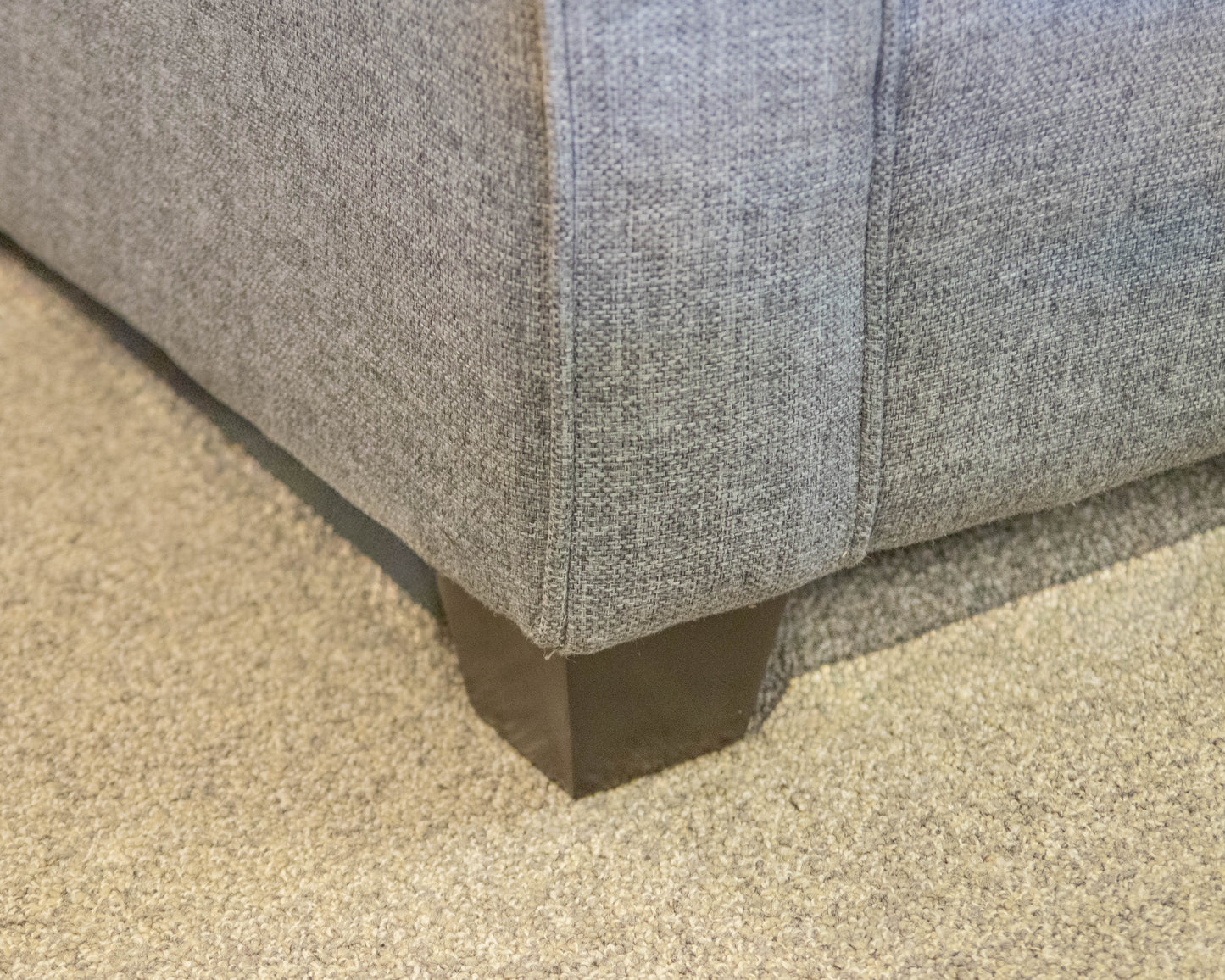 Tight Back 3 Cushion Textured Grey Upholstered Sofa W/ Track Arms