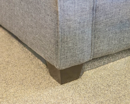 Tight Back 3 Cushion Textured Grey Upholstered Sofa W/ Track Arms