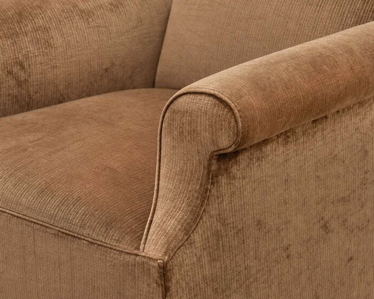 Pair of Rose Tarlow Melrose House 'Edwin' Copper Ribbed Velvet Skirted Chairs