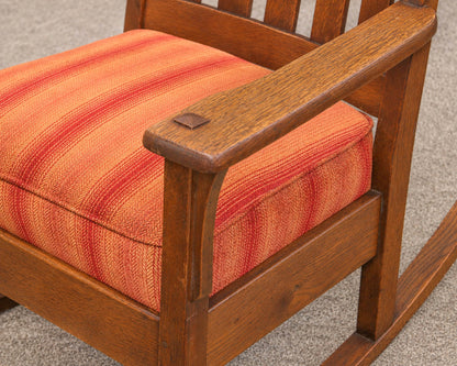 Craftsman Quarter Sawn Oak Rocking Chair with Leather Back