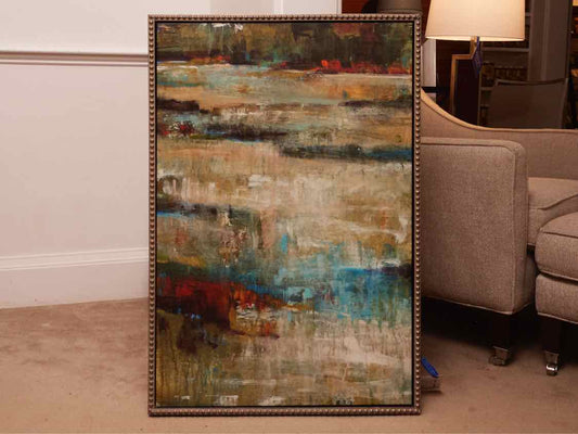 Living Color I Oil Print On Canvas Black & Silver Bead Frame