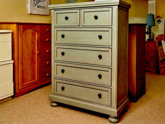 Vaughan Bassett Grey Green Finish  5 Drawer Chest