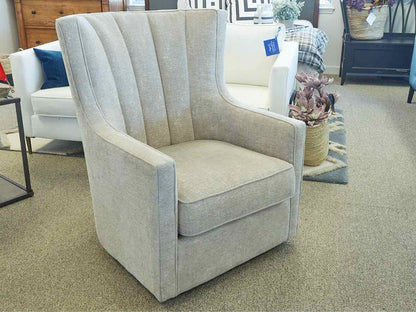 Contemporary Swivel Chair in Textured Oatmeal