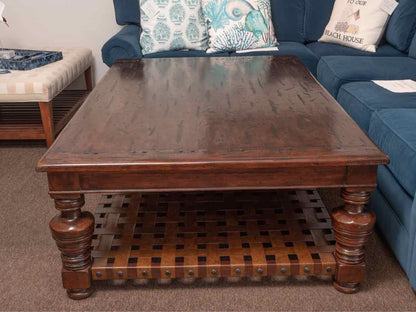Theodore Alexander 'Eleanor' Mahogany& Parquetry Cocktail Table With  Shelf