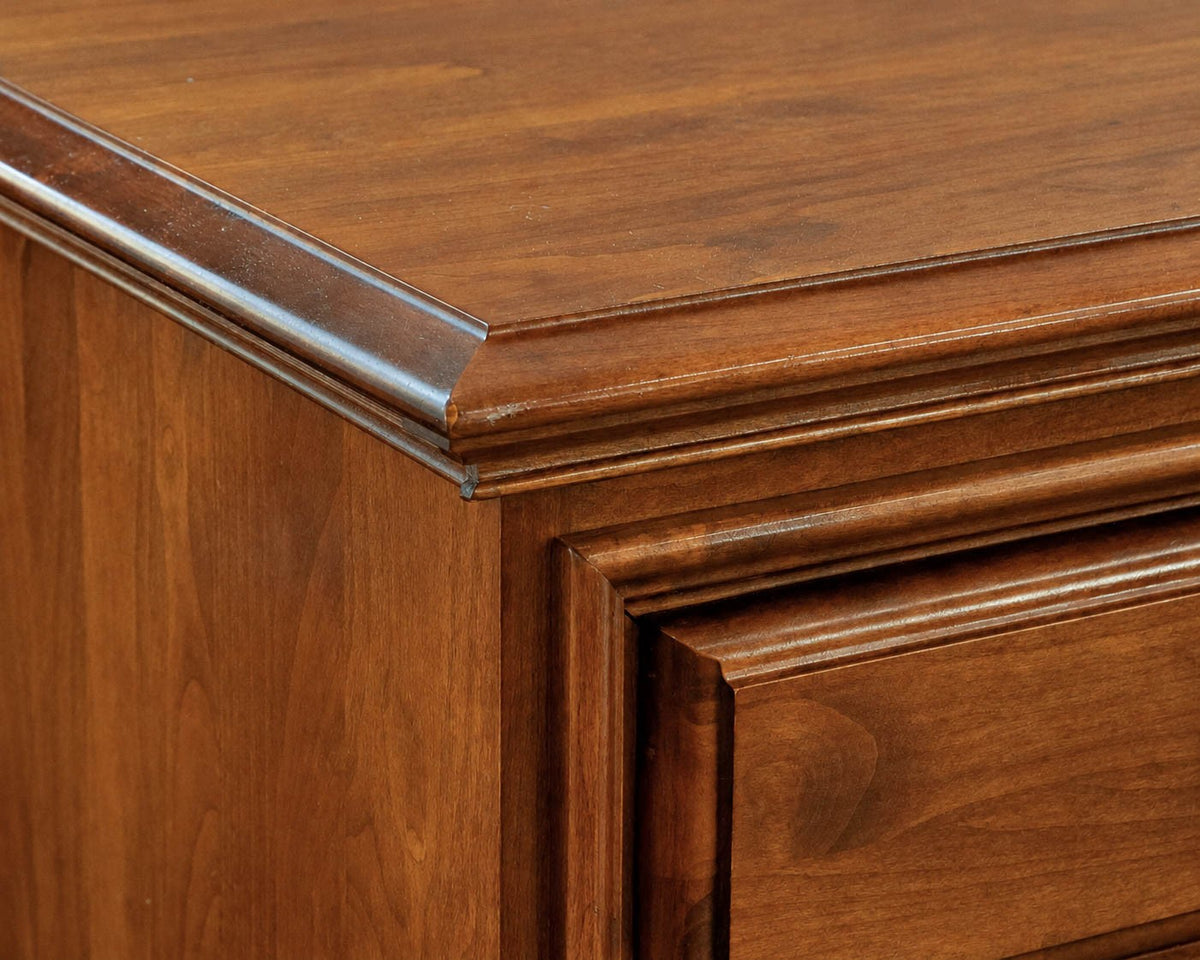 Cherry Wood Six Drawer Chest On Chest In Chestnut Finish W/ Brass Bail Pulls