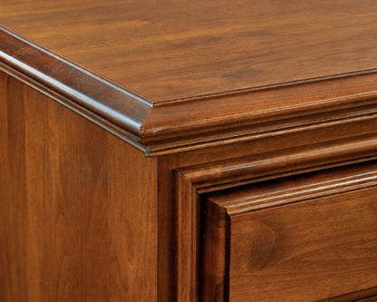 Cherry Wood Six Drawer Chest On Chest In Chestnut Finish W/ Brass Bail Pulls